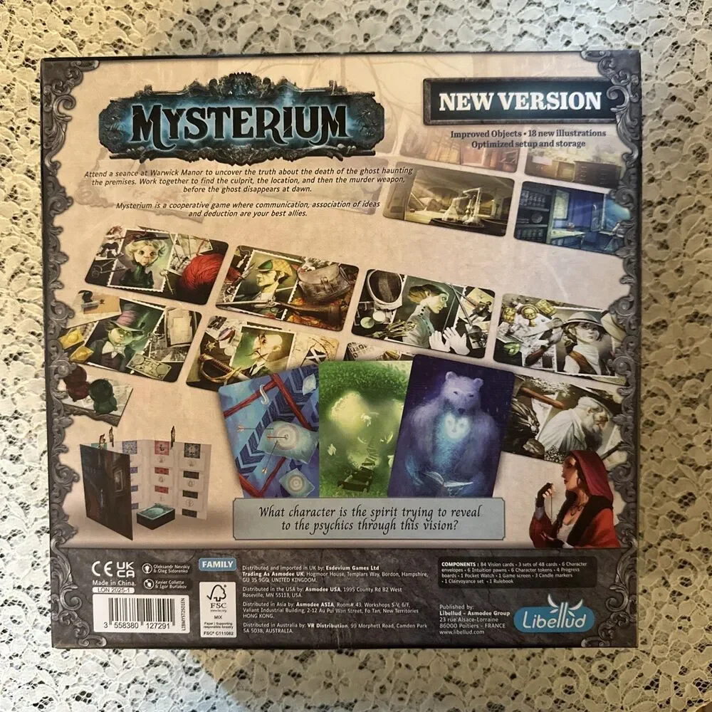 Asmodee Board Games Mysterium Box VG+/NM - Complete - Unplayed - Open Box